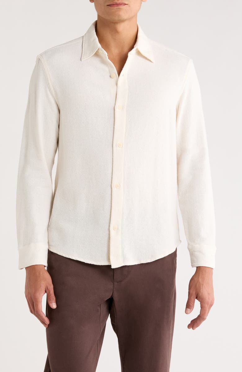 DENIM AND FLOWER Relaxed Fit Textured Button-Up Shirt, Main, color, Cream