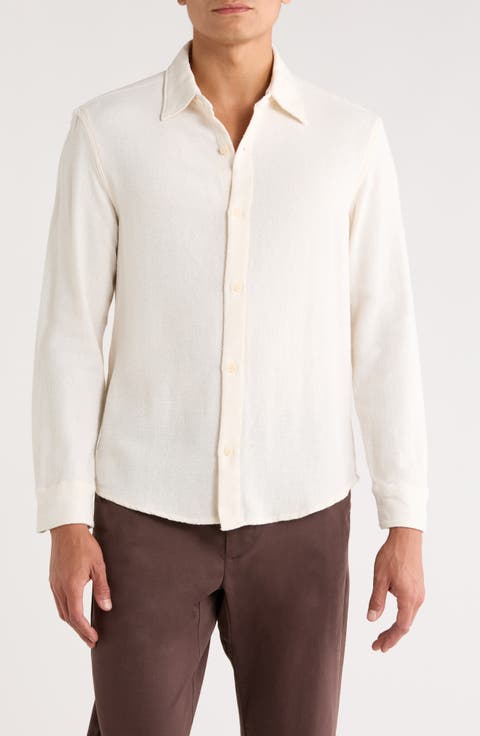 Relaxed Fit Textured Button-Up Shirt