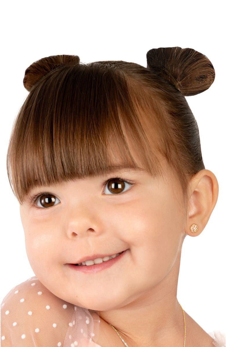 Tiny Blessings 14K Gold Genuine Bloom Mother of Pearl Flower Studs Screw Back Earrings, Alternate, color, 14K Yellow Gold