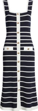 ZOE AND CLAIRE Stripe Button-Up Sweater Dress