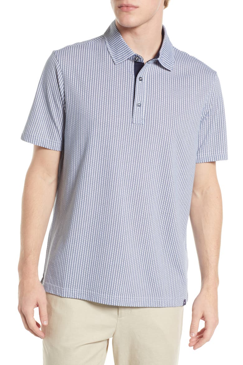 Men's Pico Geometric Print Cotton Blend Polo, Main, color, WHITE