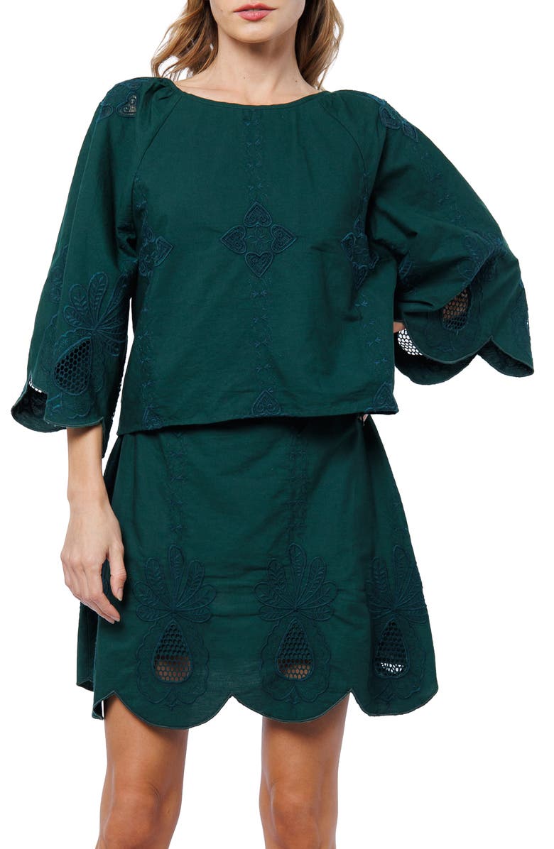 CIEBON Annie Scalloped Miniskirt, Alternate, color, Green