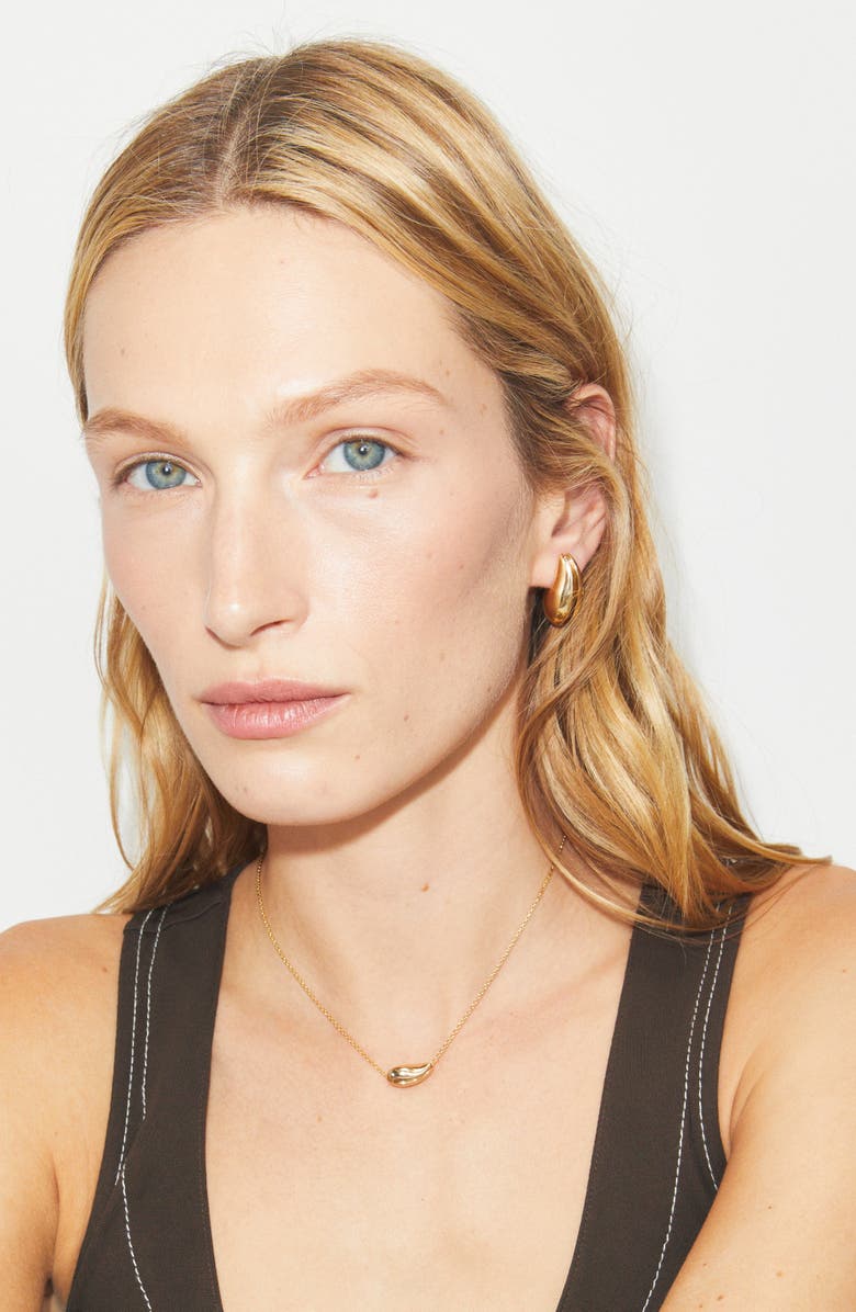 Tory Burch Small Pierced Pendant Necklace, Alternate, color, Light Brass