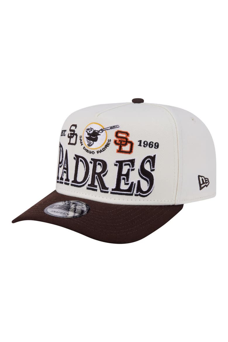Men's New Era Cream San Diego Padres Throwback Tri-Hit A-Frame 9FIFTY Adjustable Hat, Main, color, Cream