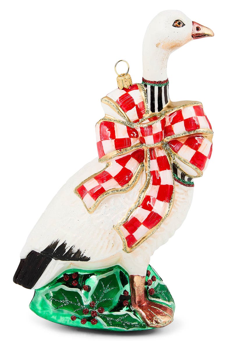 Check it Out Goose Glass Ornament, Main, color, WHITE