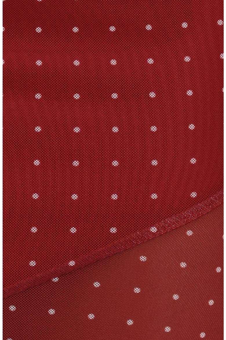 Hollie Polka Dot Scarf, One-Shoulder Mesh Top & Maxi Skirt Set, Alternate, color, RED POLKA DOT