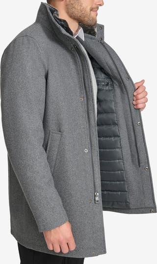 Walking Wool Blend Coat with Faux Fur Trim