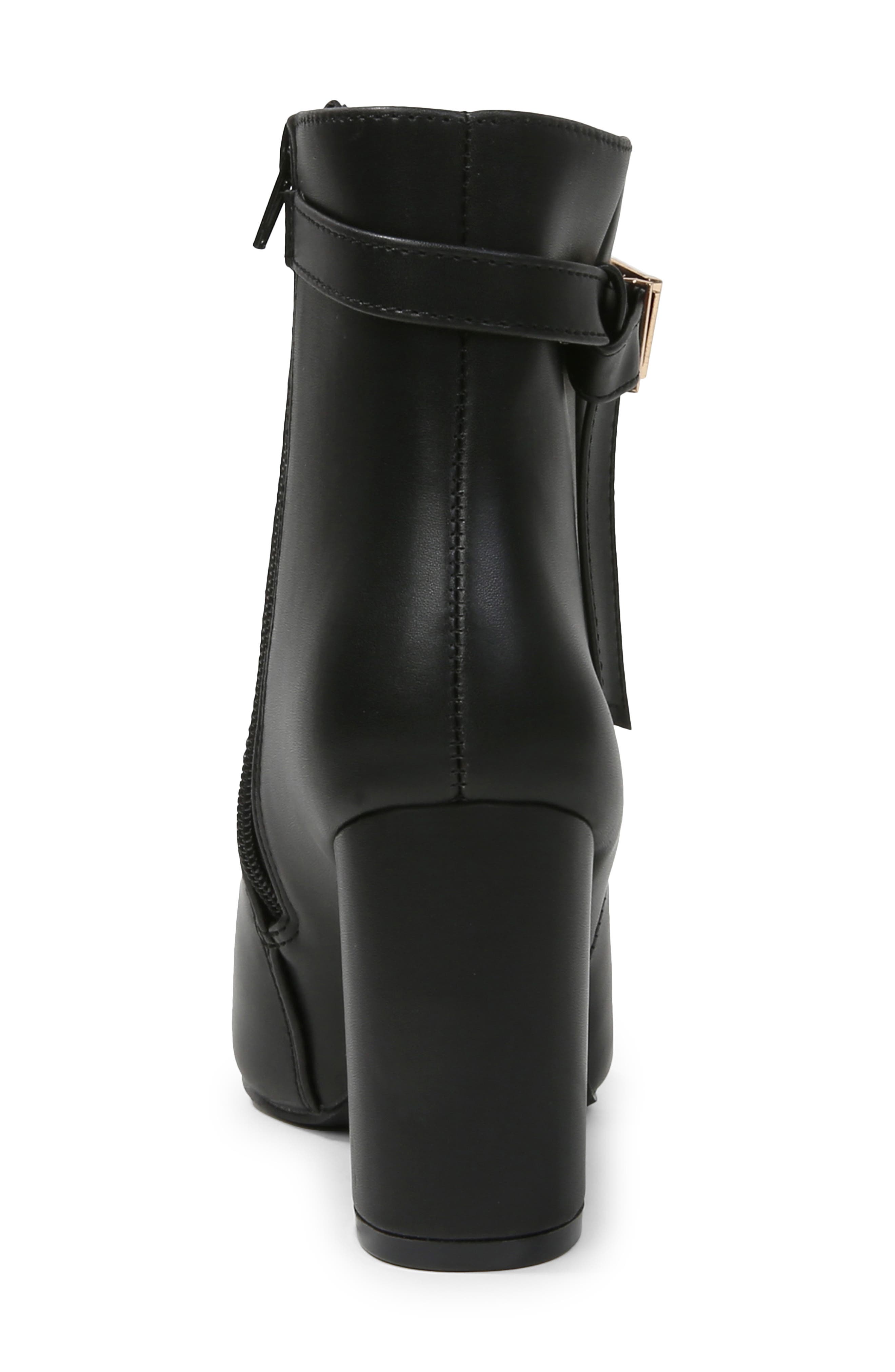 Blanche Faux Leather Pointed Toe Bootie, Alternate, color, BLACK
