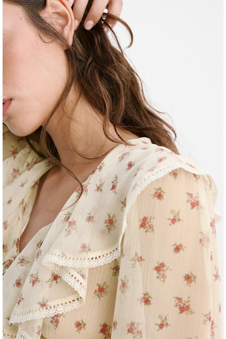 Ruffled Floral Top, Alternate, color, YELLOW