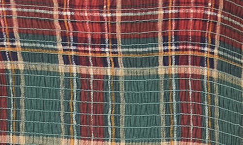 Blu Pepper Plaid Ruffle Midi Dress In Brown