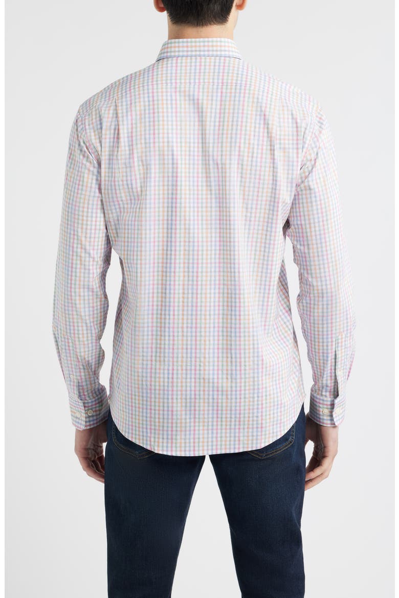Albie Gingham Check Everyday Performance Button-Up Shirt, Alternate, color, WHITE