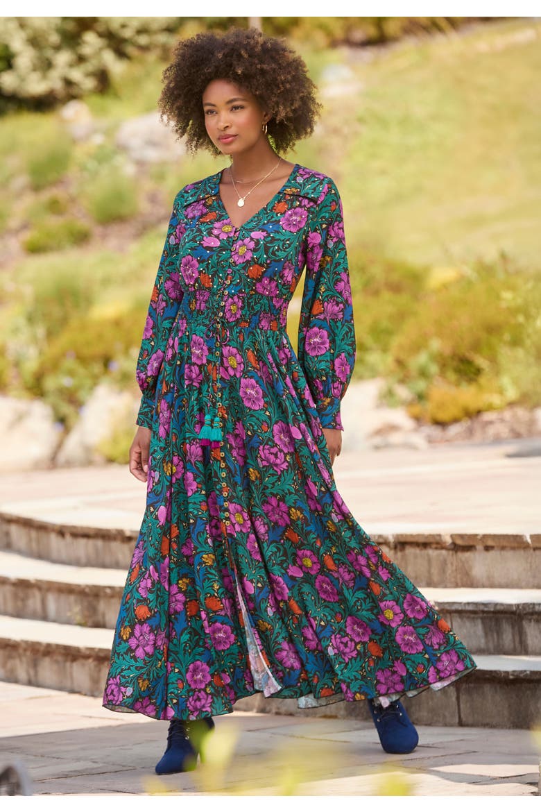 Slit Front Maxi Dress, Main, color, SEQUIN BATIK GARDEN