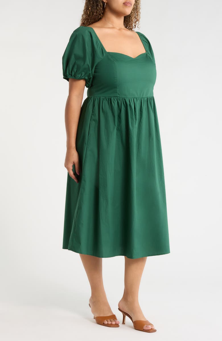 SUGARLIPS Sun City Alessi Puff Sleeve Midi Dress, Alternate, color, Emerald