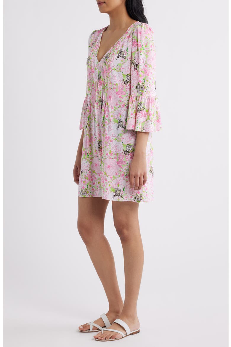 Danika Floral Print Tunic Dress, Alternate, color, PISTACHIO MACARON BEES KNEES