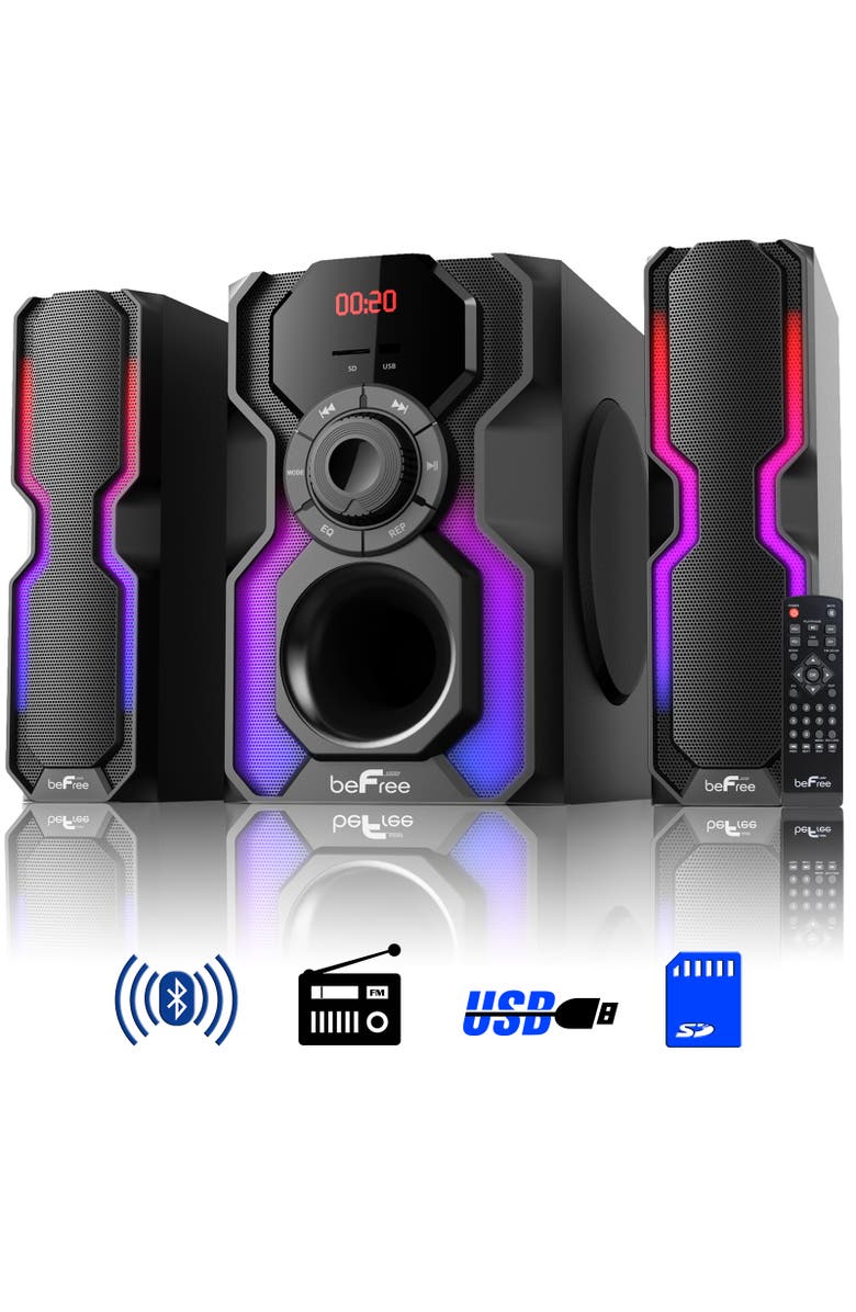 Befree Sound 2.1 Channel Bluetooth Multimedia Wired Speaker Shelf Stereo System, Main, color, Black