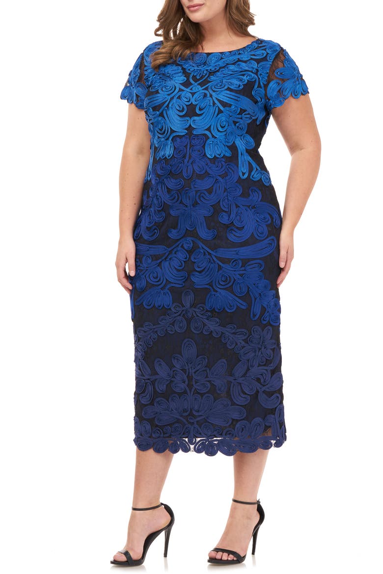 Soutache Midi Dress, Main, color, ROYAL NAVY