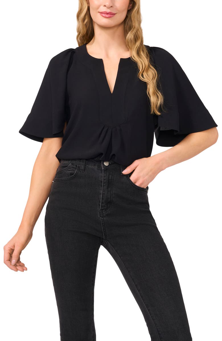 CeCe Flutter Sleeve Crepe Top, Main, color, 