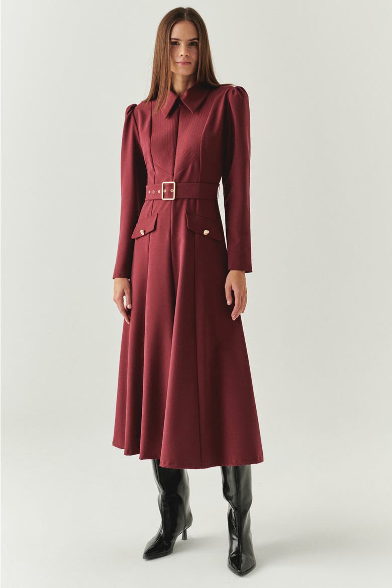 Bailee Midi Dress, Main, color, BURGUNDY