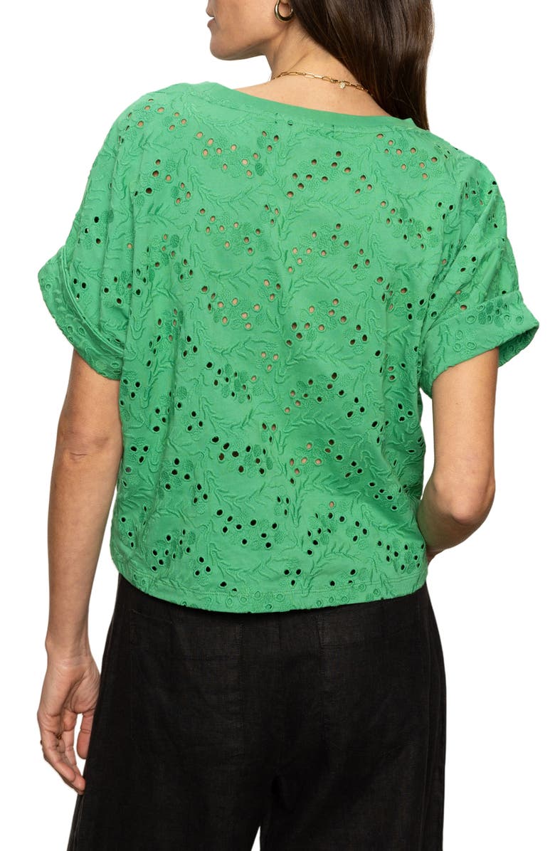 Sanctuary All Day Eyelet Embroidery T-Shirt, Alternate, color, Palm