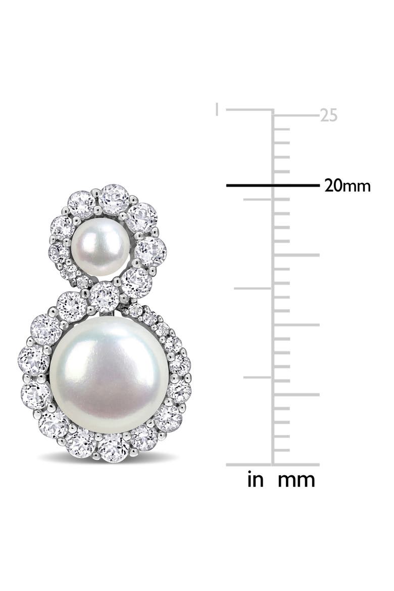 4-8.5mm Cultured Freshwater Pearl & White Topaz Stud Earrings, Alternate, color, WHITE