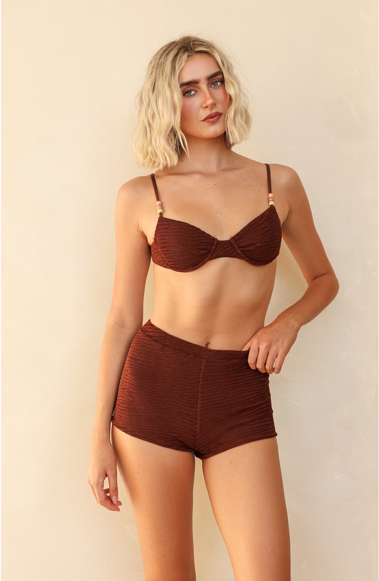 Dippin Daisys Farrah Elastic Waist Booty Short, Alternate, color, Mocha Crinkle