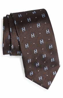 BOSS Geometric Jacquard Silk Tie
