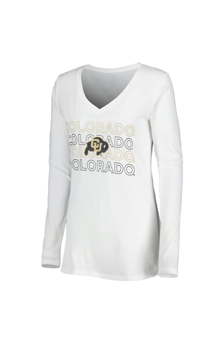CONCEPTS SPORT Women's Concepts Sport Black/White Colorado Buffaloes Breakthrough Allover Print Long Sleeve V-Neck T-Shirt and Pants Sleep Set, Alternate, color,