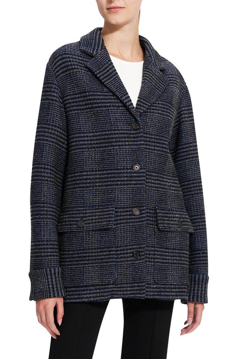 Plaid Stretch Wool & Cotton Shirt Jacket, Main, color, GREY MULTI