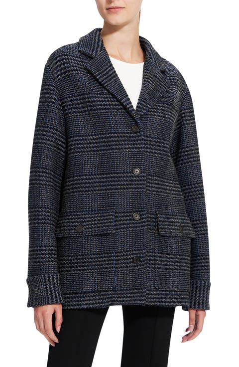 Plaid Stretch Wool & Cotton Shirt Jacket