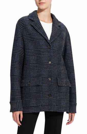 Plaid Stretch Wool & Cotton Shirt Jacket