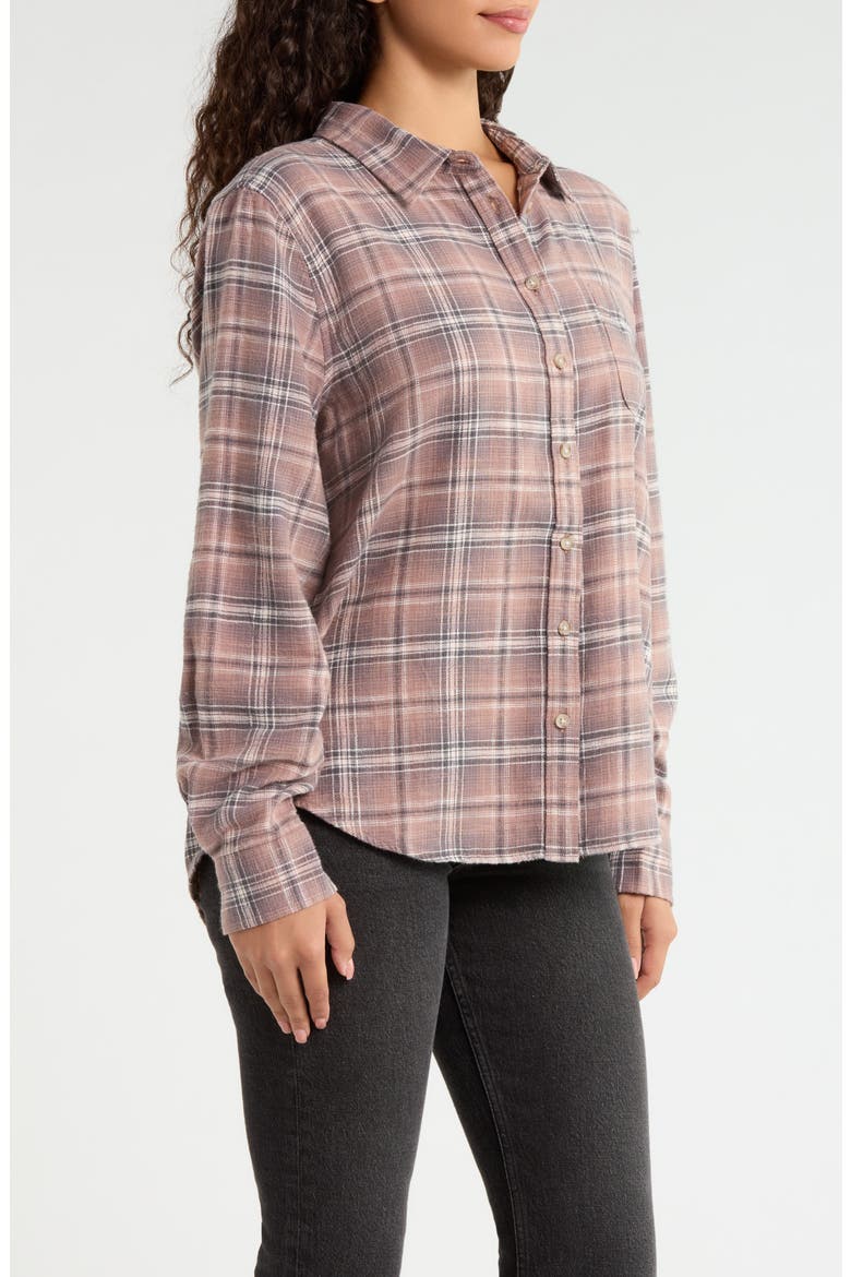 Plaid Button-Up Shirt, Alternate, color, MAUVE PLAID