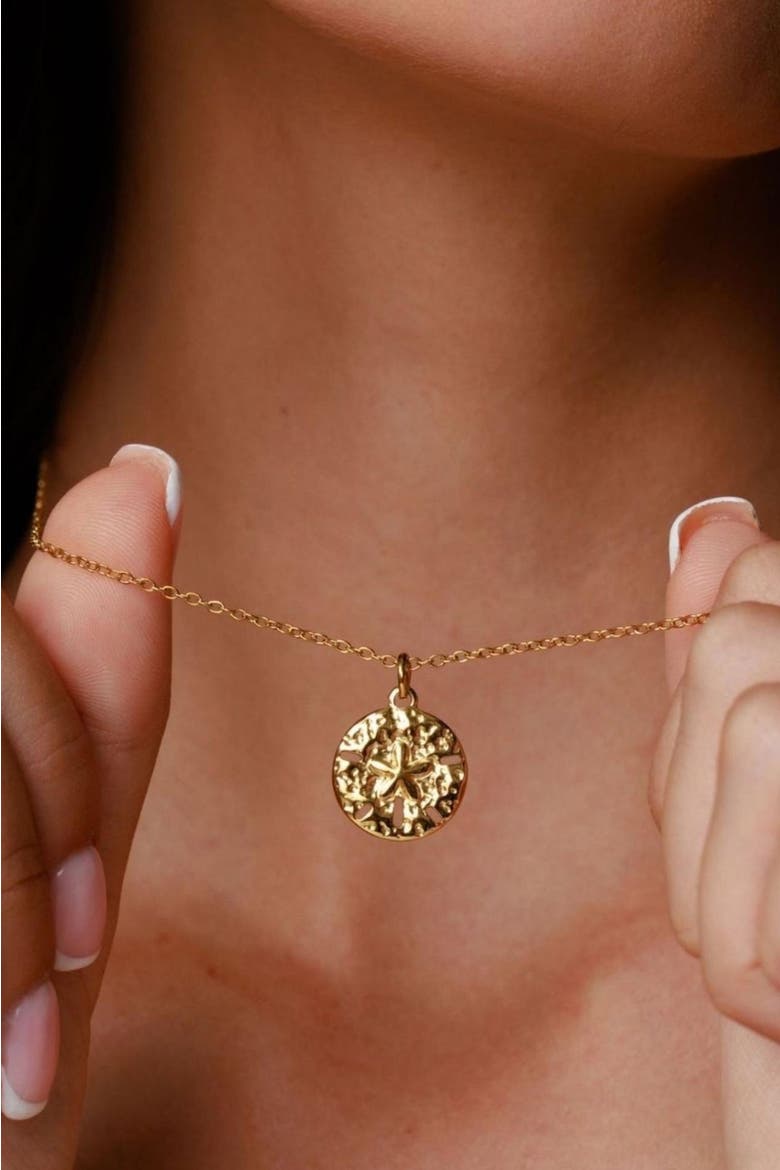 Sand Dollar Necklace, Alternate, color, Gold