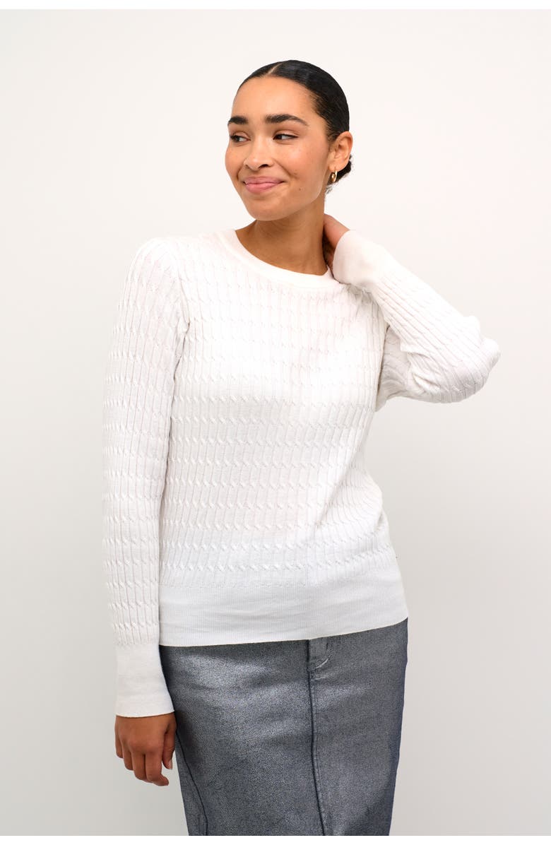 Kaffe KAsilla Cable Knit Regular Fit Pullover, Main, color, Chalk