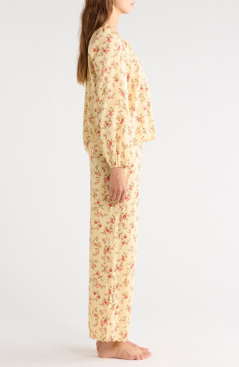 Reformation Paloma Lace Trim Cotton Blend Pajamas, Alternate, color, Wistful