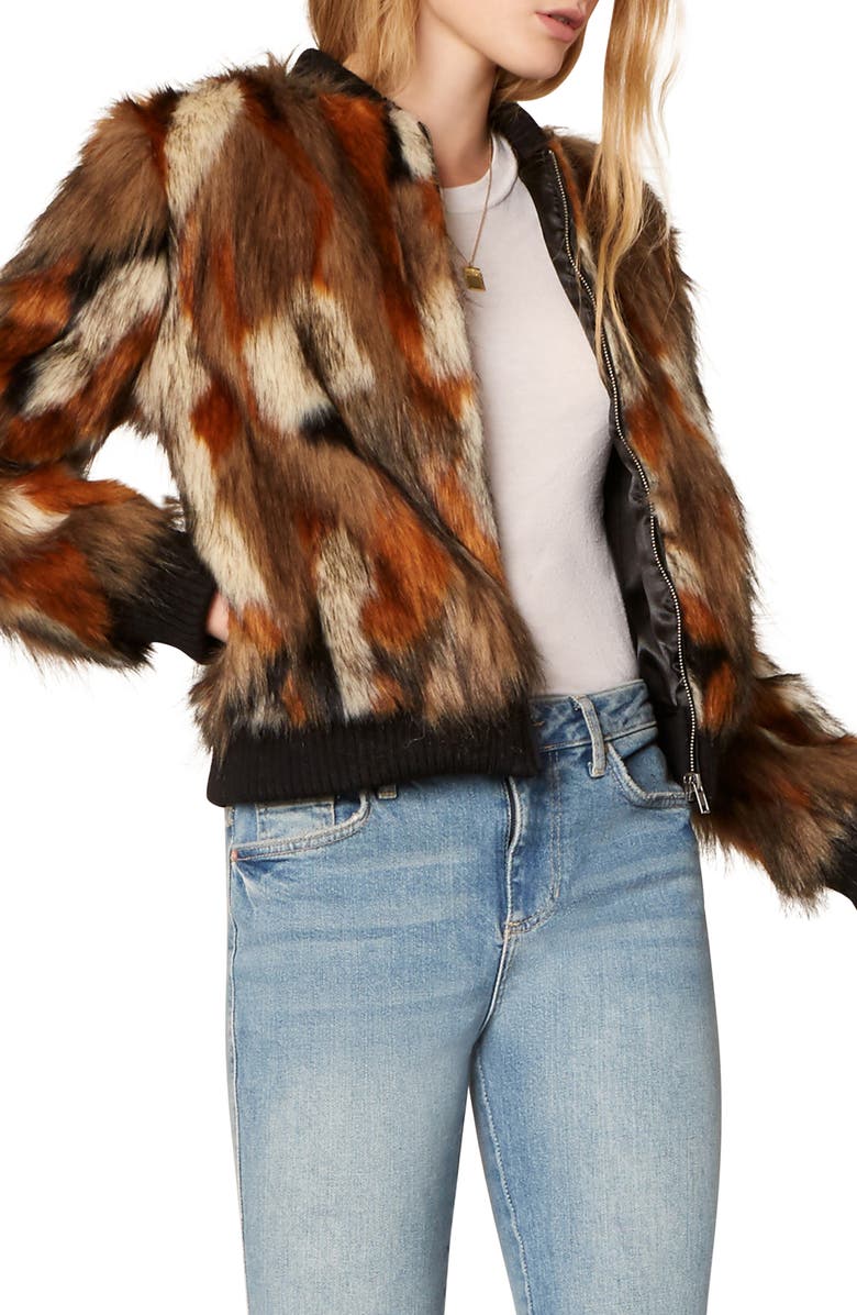 cupcakes and cashmere Petras Faux Fur Bomber Jacket, Alternate, color,