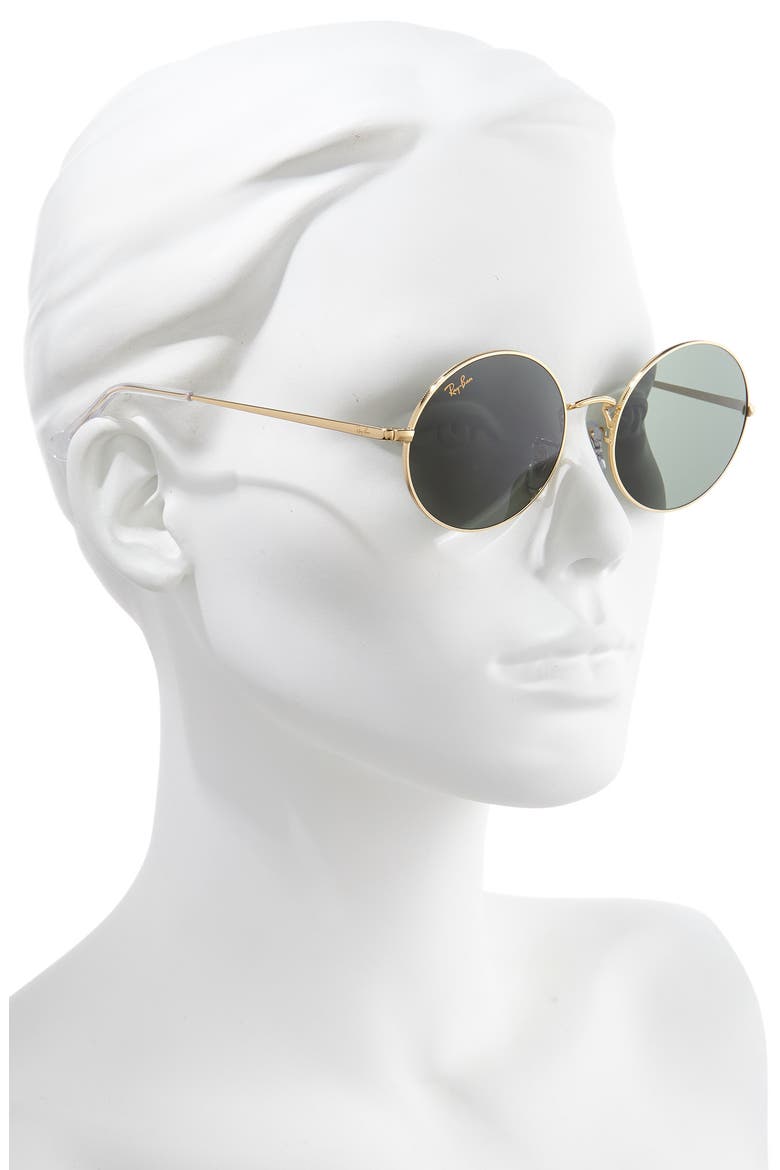 54mm Round Sunglasses, Alternate, color, GOLD/ GREEN SOLID