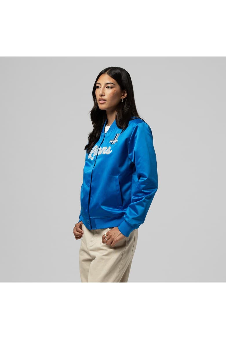 Women's Mitchell & Ness  Blue Detroit Lions Full-Snap Satin Jacket, Main, color, Blue
