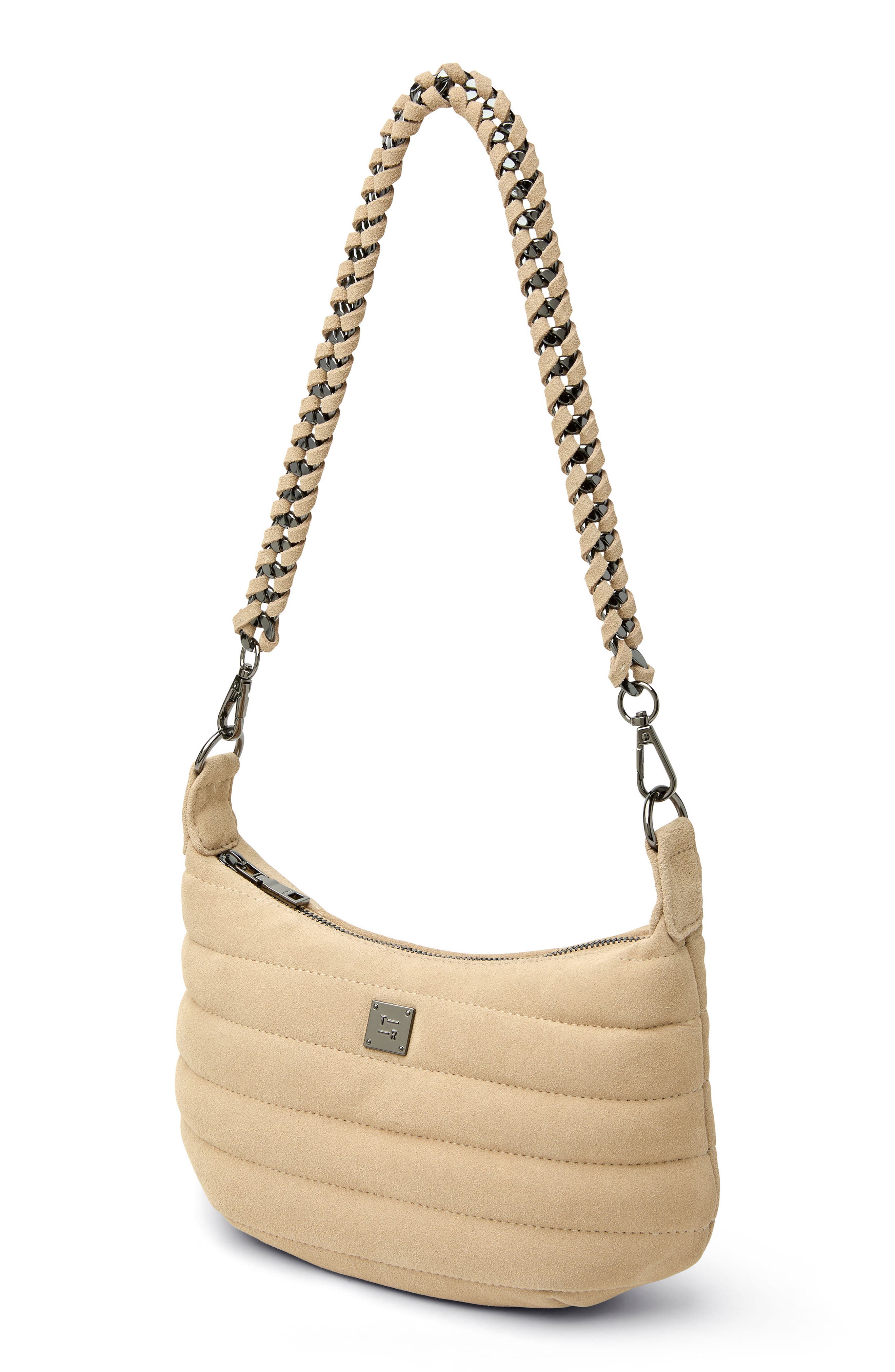 Quilted Mini Moon Crossbody Bag, Alternate, color, SOFT SAND SUEDE