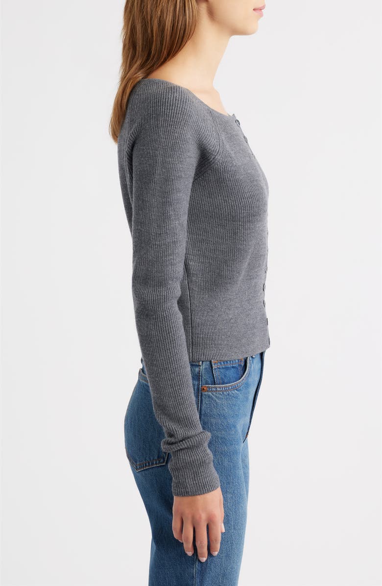 Reformation Meadow Wool Crop Cardigan, Alternate, color, Mid Grey
