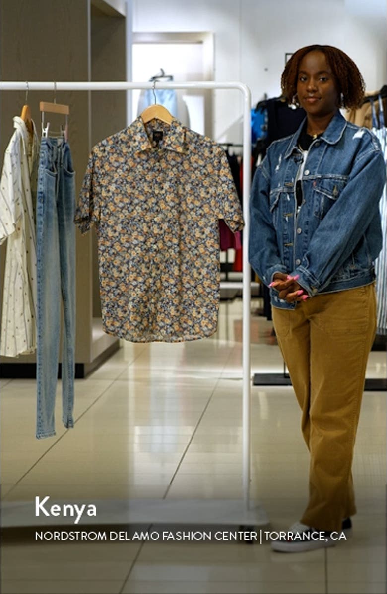 Modern Fit Floral Short Sleeve Cotton Button-Up Shirt, sales video thumbnail