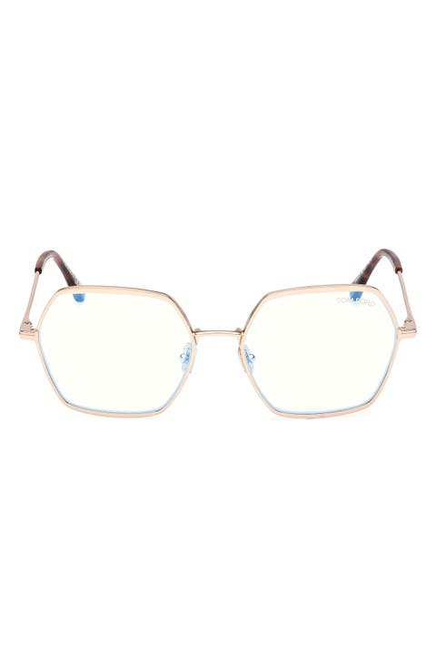 56mm Geometric Blue Light Blocking Optical Glasses