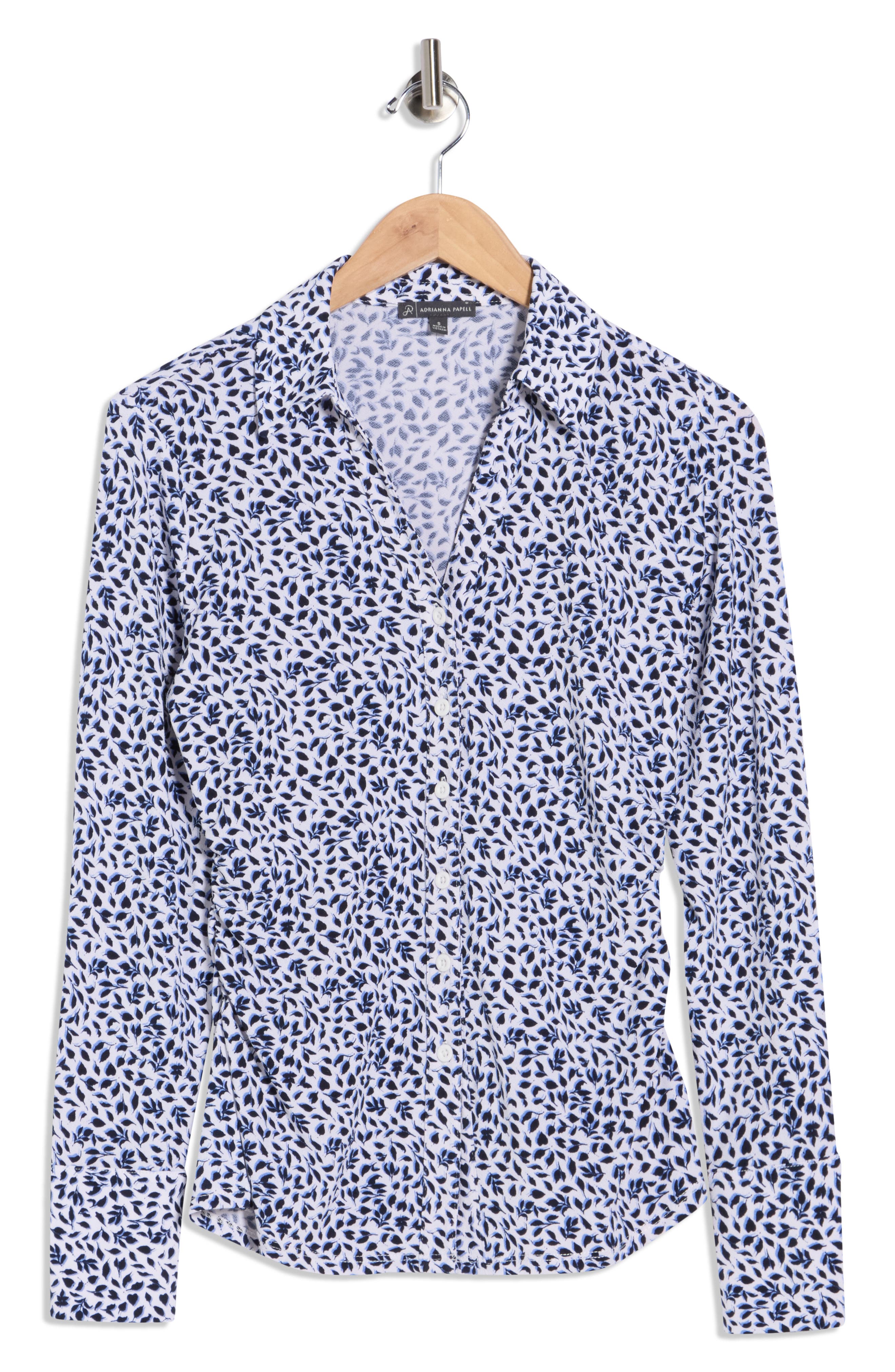 Adrianna Papell Long Sleeve Knit Button-Up Top