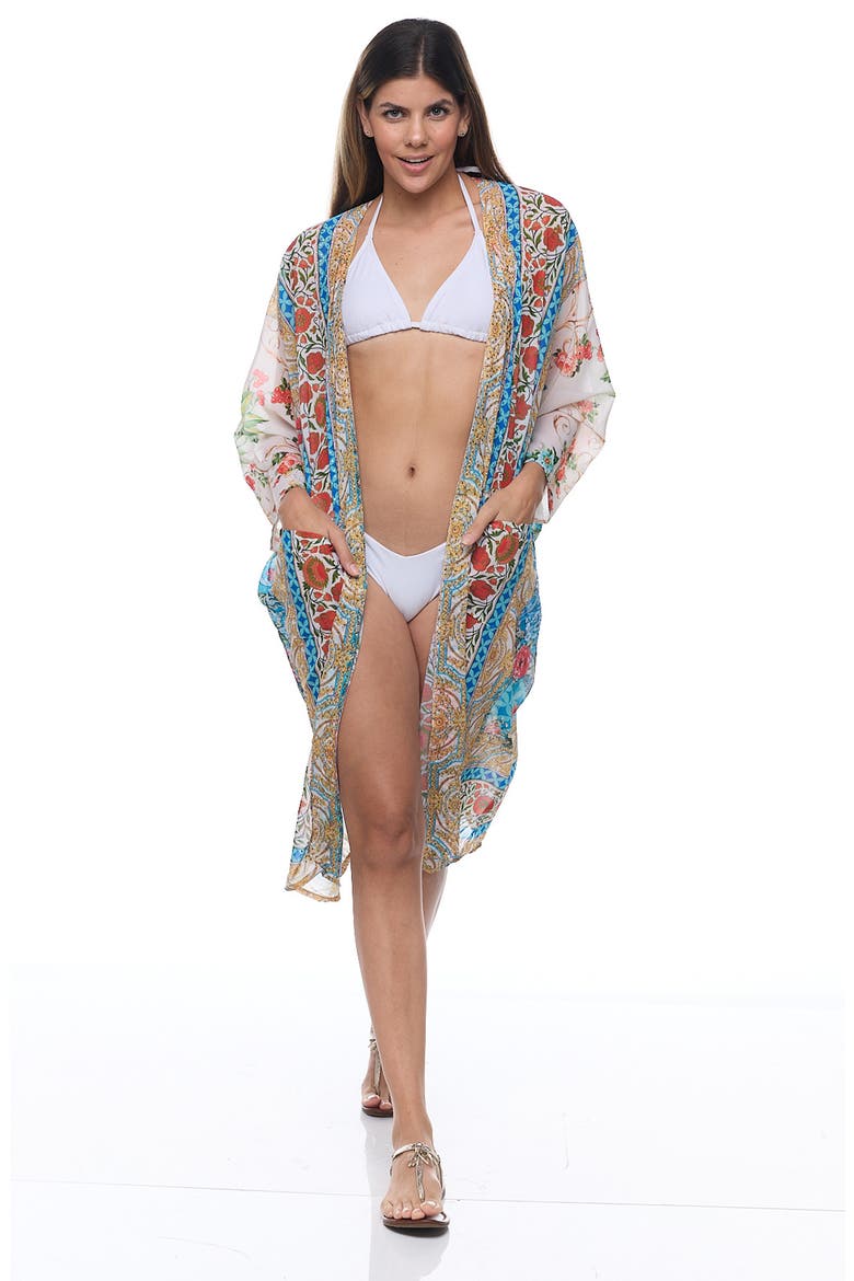 Floral Pocket Cover-Up Duster, Alternate, color, BLUE
