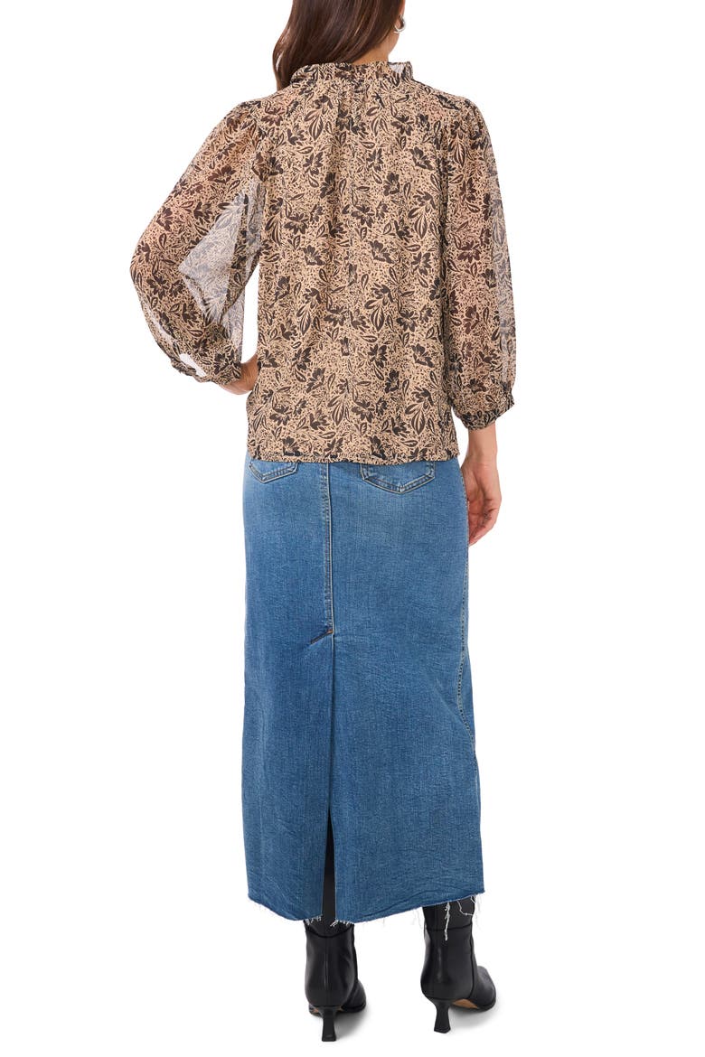 Floral Raglan Sleeve Chiffon Top, Alternate, color, FOXTROT