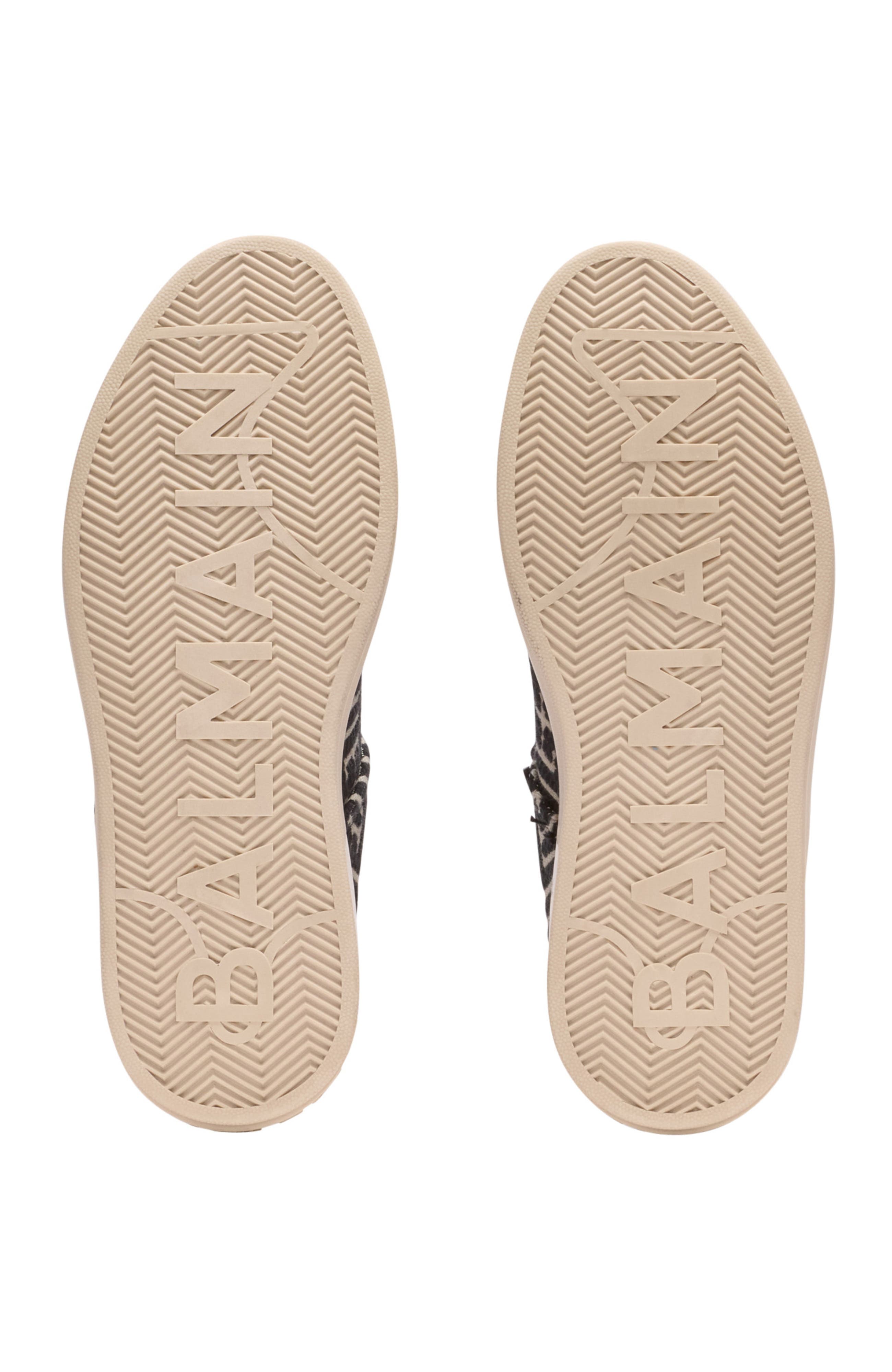 Balmain B-Court Monogrammed Canvas Trainers, Alternate, color, Black