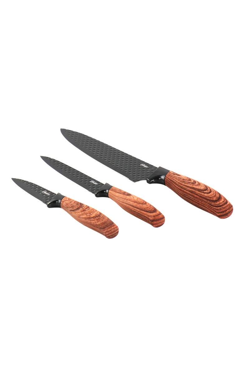 OSTER Gunderson 3 Piece Black Stainless Steel Cutlery Set, Main, color, Black