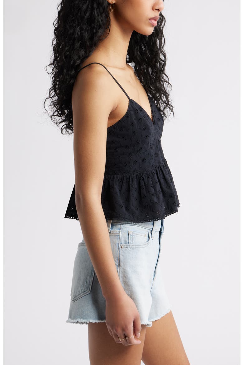 Pretty Cotton Eyelet Babydoll Top, Alternate, color, BLACK