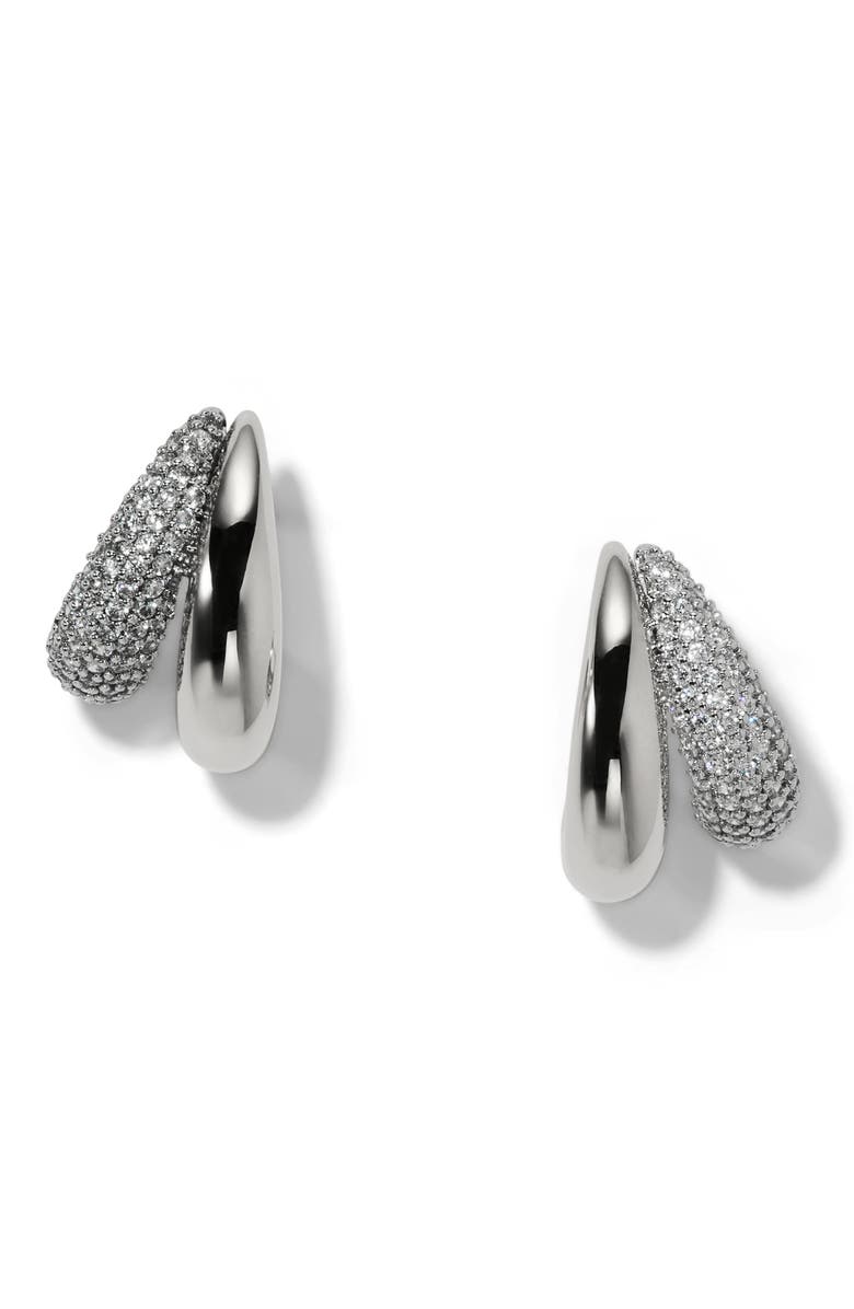 Nadri Gemini Double Illusion Hoop Earrings, Main, color, 