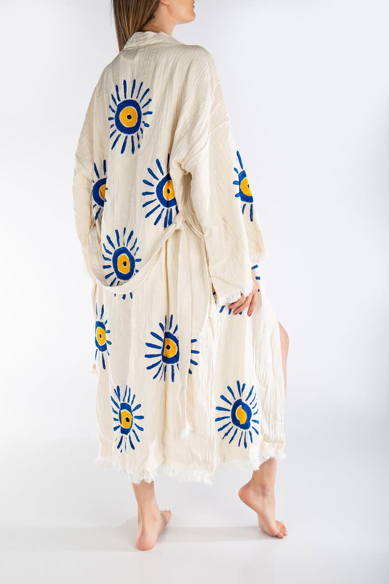 Solara Handmade Cotton Boho Robe Cover-Up, Alternate, color, Off-White