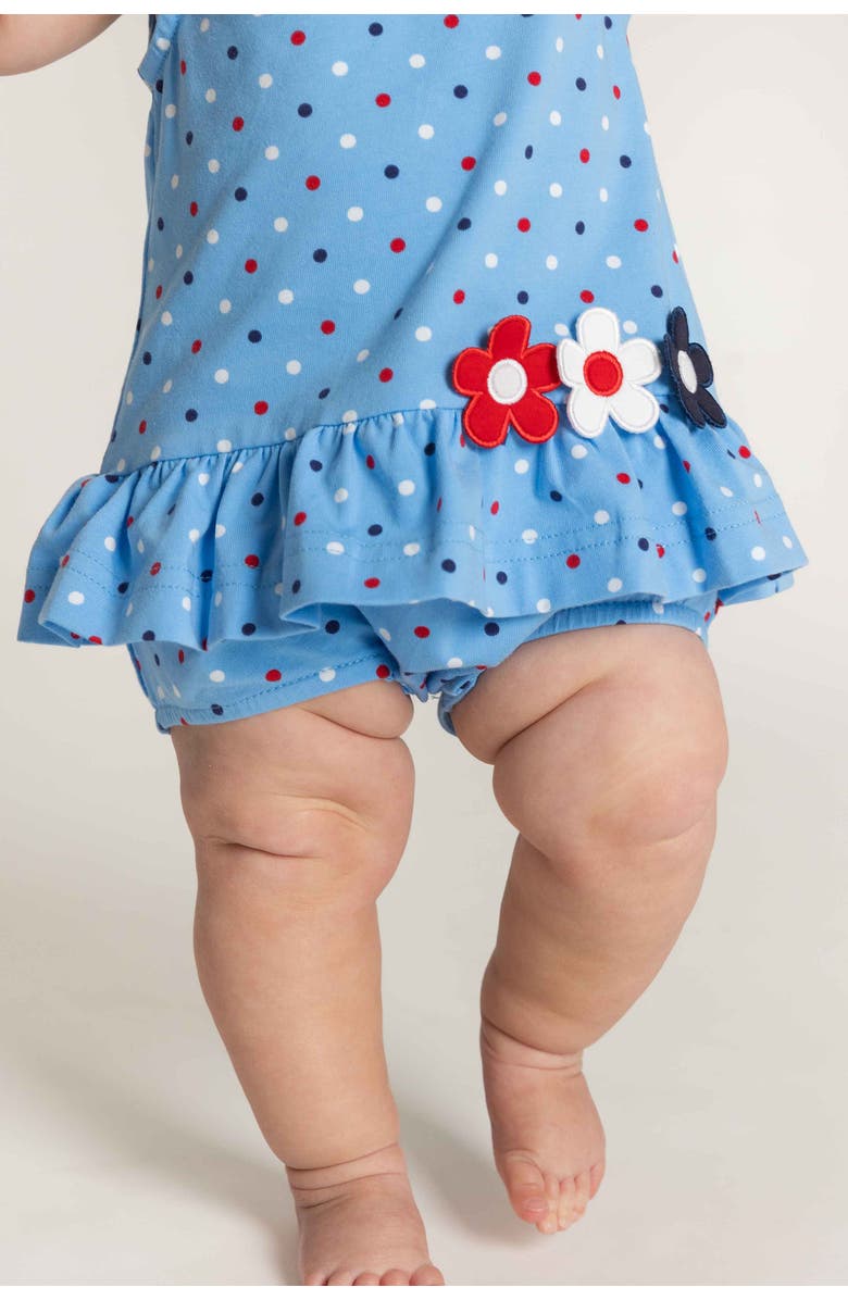 Florence Eiseman Printed Knit Romper With Flowers, Alternate, color, Blue/Multi